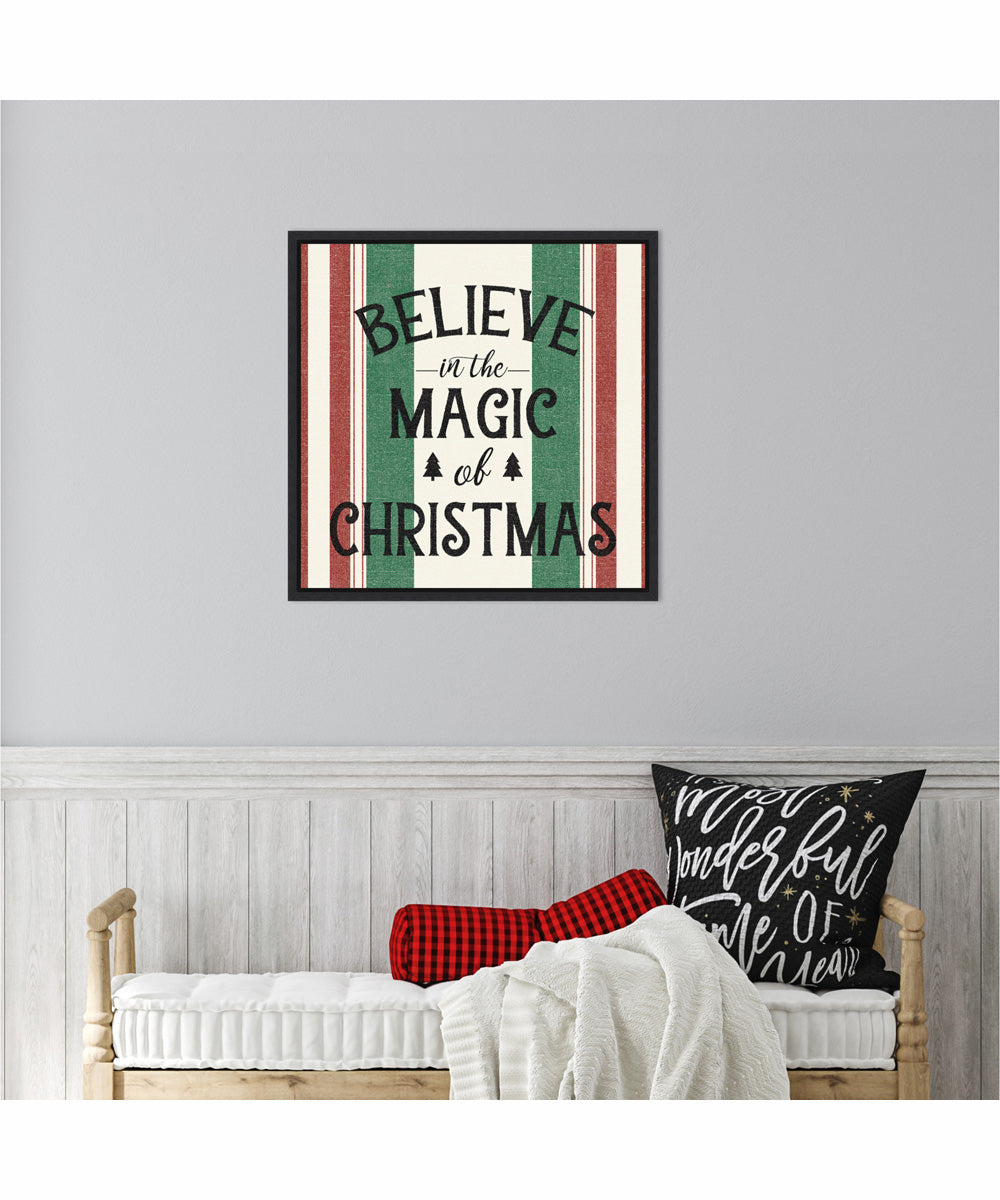 Framed Heartland Holiday IV Green by Wild Apple Portfolio Canvas Wall Art Print (22  W x 22  H), Sylvie Black Frame