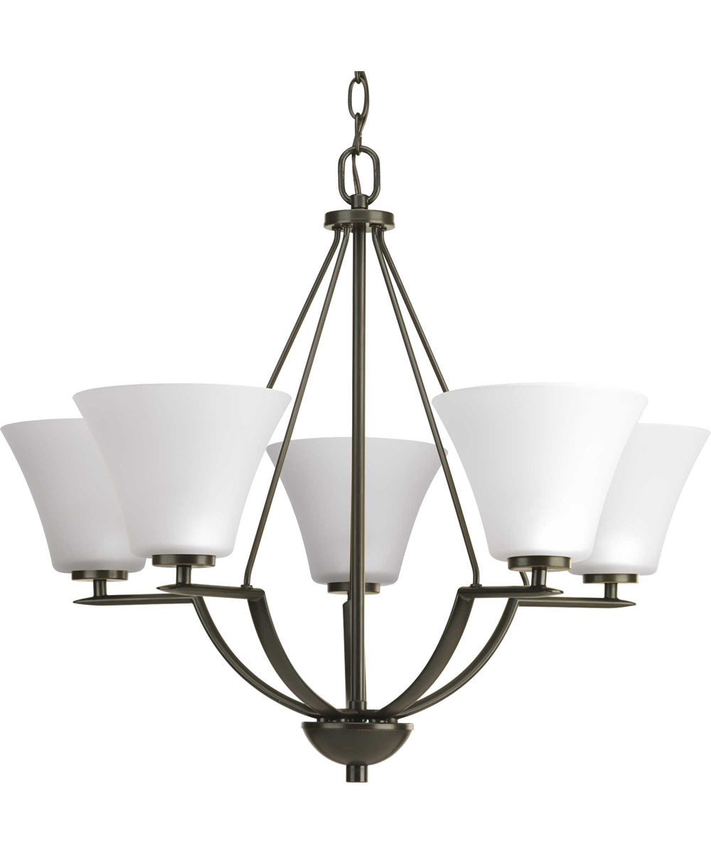 Bravo 5-Light Etched Glass Modern Chandelier Light Antique Bronze