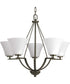 Bravo 5-Light Etched Glass Modern Chandelier Light Antique Bronze
