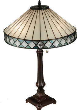 25"H Diamond Ring  2-Light Tiffany Table Lamp Brown