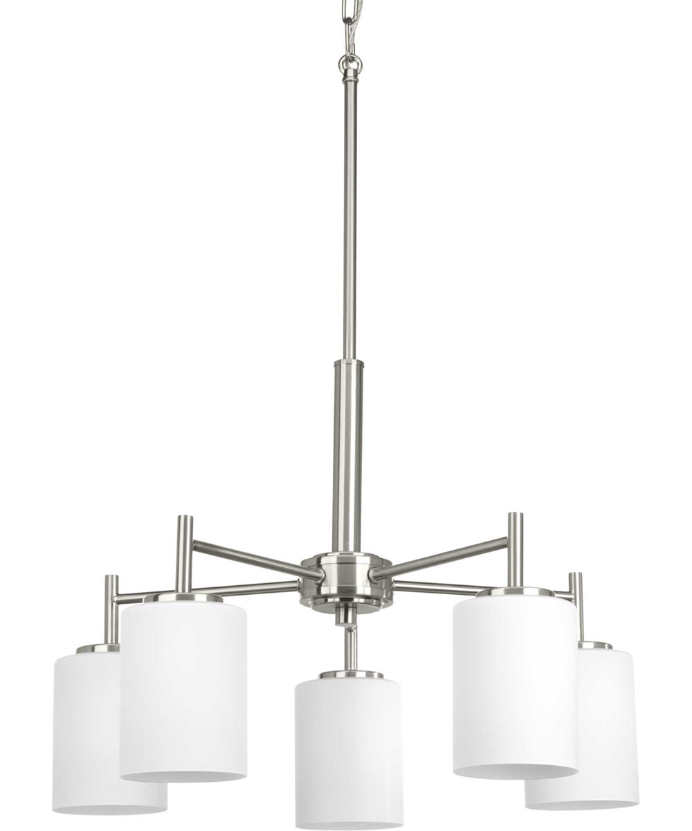Replay 5-Light Etched Glass Modern Chandelier Light Brushed Nickel