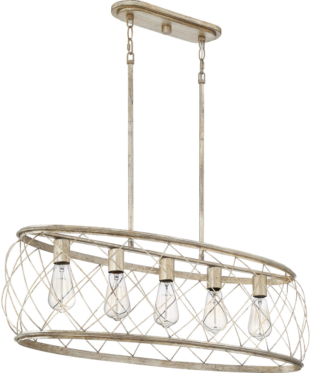 Dury 5-light Island Light Century Silver Leaf