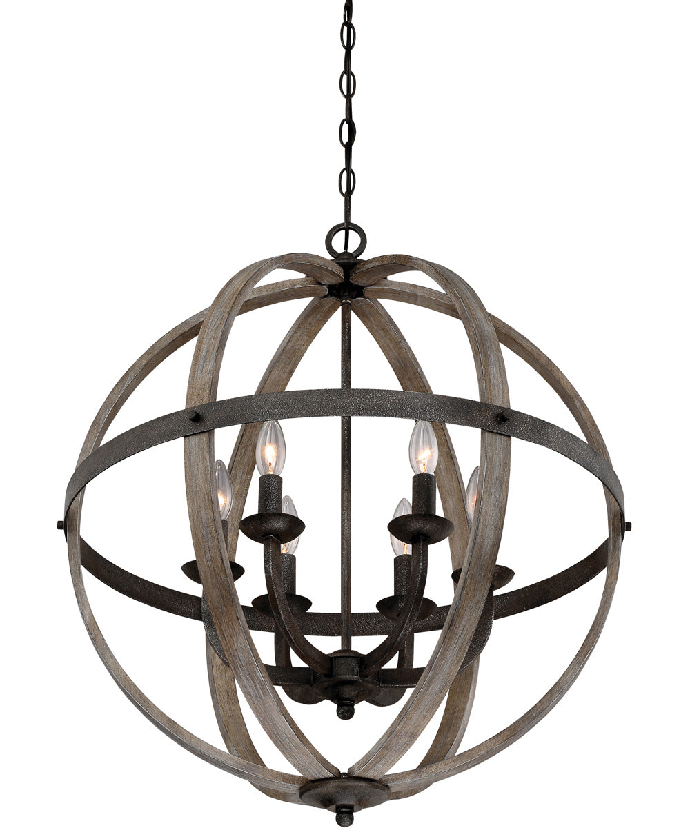 Fusion 6-light Pendant Rustic Black