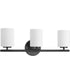 Replay 3-Light Etched Glass Modern Bath Vanity Light Textured Black