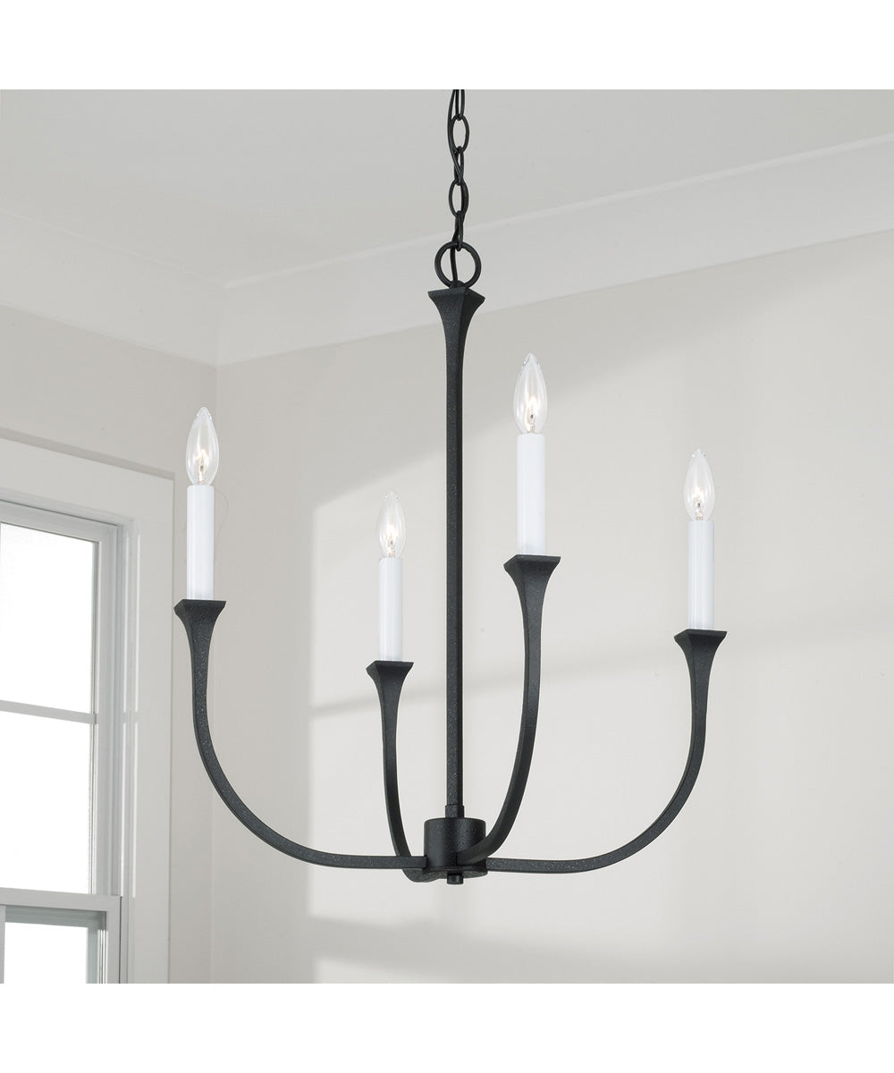 Decklan 4-Light Chandelier Black Iron