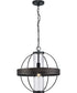 Terrace  1-Light Clear Seeded Glass Global Outdoor Hanging Light Matte Black