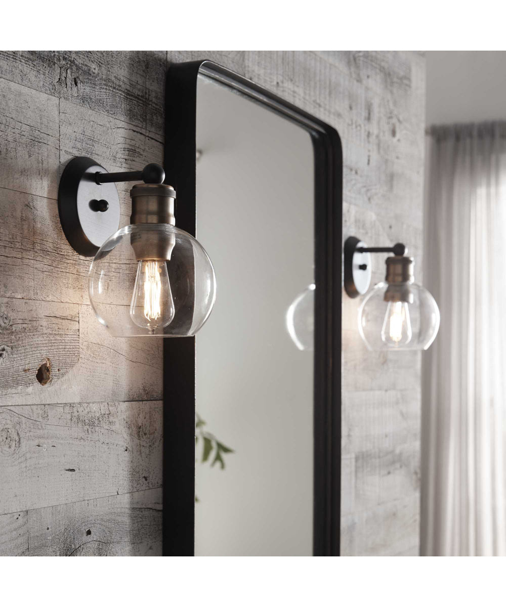 Hansford 1-Light Clear Glass Coastal Bath Vanity Light Antique Bronze