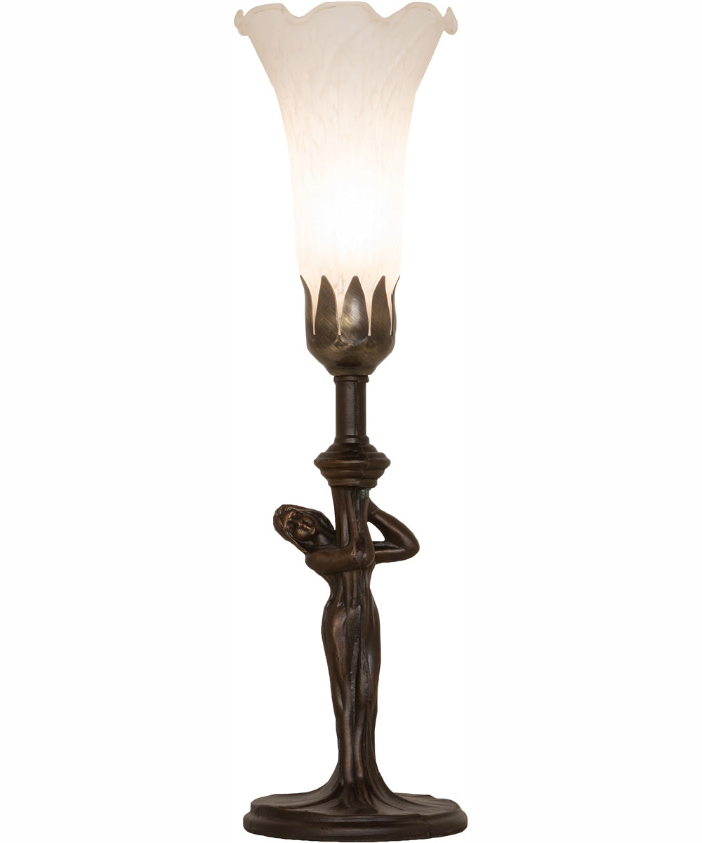 15" High White Tiffany Pond Lily Nouveau Lady Accent Lamp