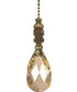 Stephanov Crystal Large Champagne Teardrops Ceiling Fan Pull, 2.75"h with 12" Antiqued Brass Chain