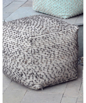 18"H Valda Gray Wool Pouf
