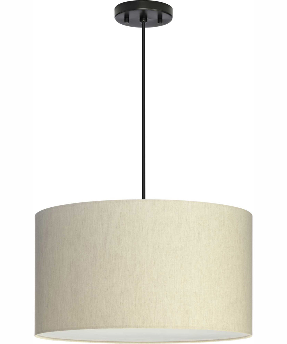 Markor 1-Light Ecru Linen Shade Transitional Pendant Brushed Nickel;Matte Black;Vintage Brass