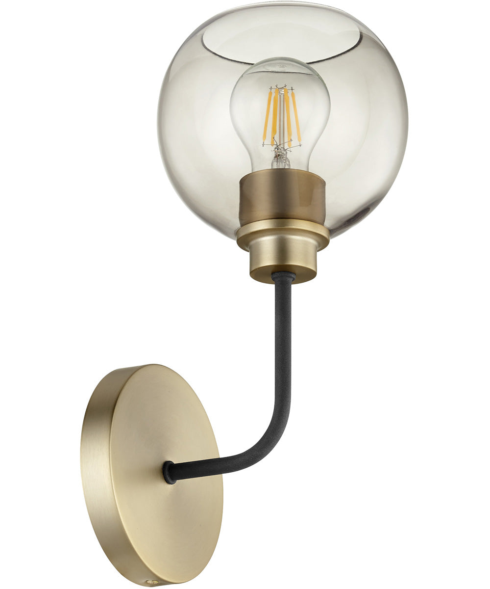 Clarion 1-light Wall Mount Light Fixture Textured Black w/ Aged Brass