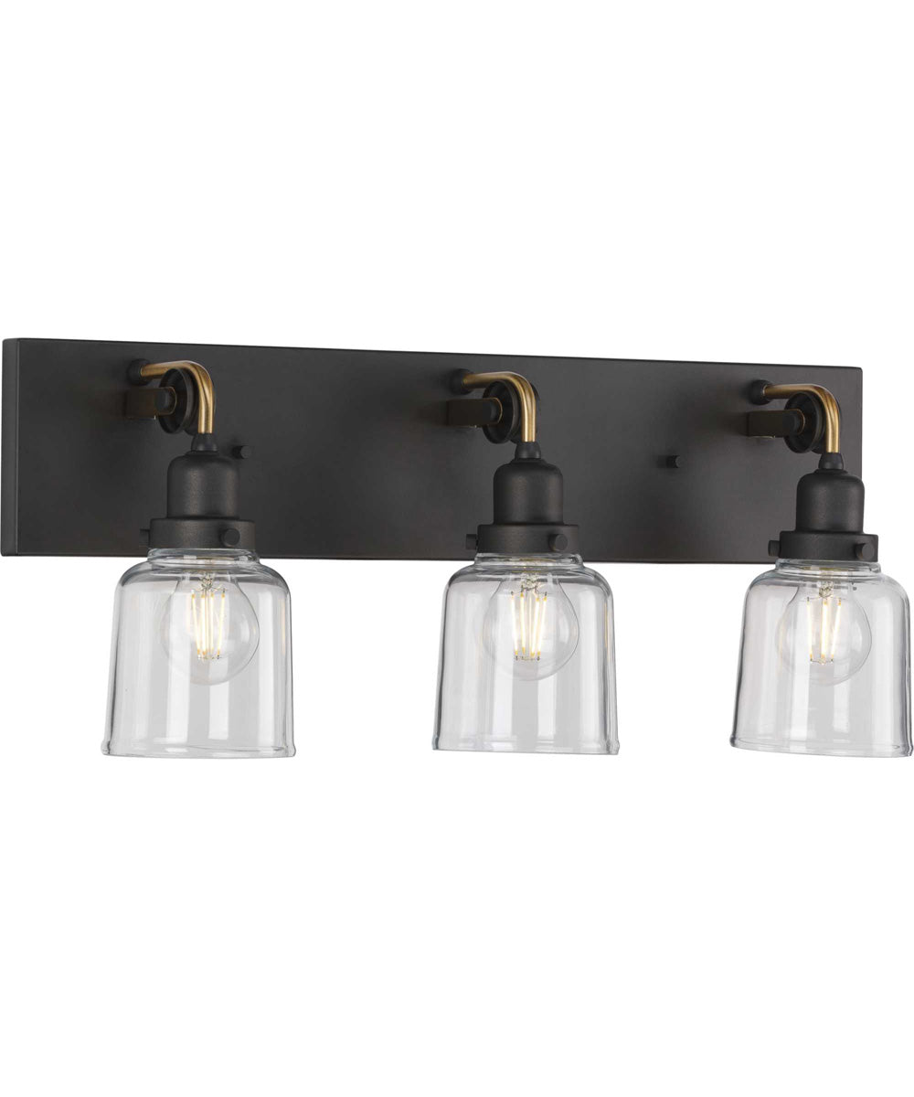 Rushton 3-Light Clear Glass Farmhouse Bath Vanity Light Graphite