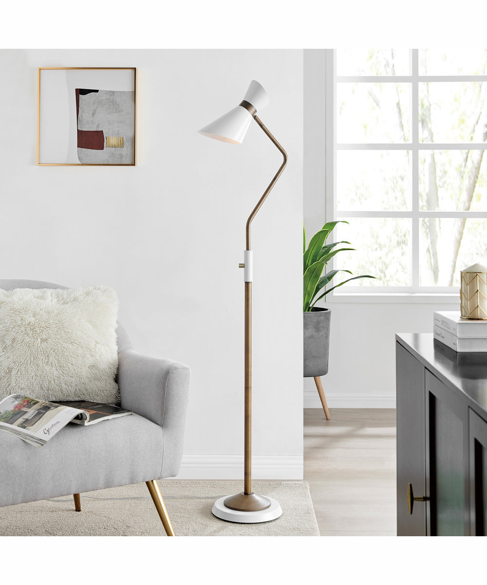 Jared 1-Light Floor Lamp Ab Finished/White/Metal Shade