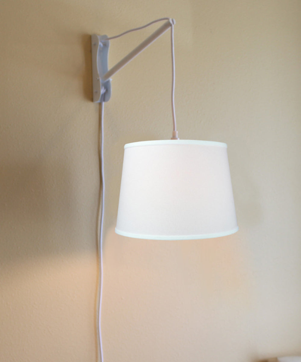 16"W MAST Plug-In Wall Mount Pendant 2 Light White Cord/Arm with Diffuser White Shade