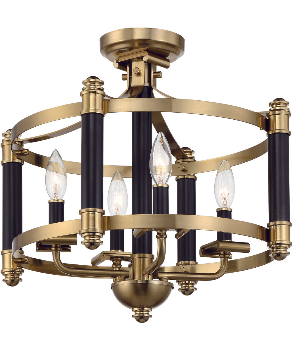 Stanza 4-Light Semi Flush Flat Black/Satin Brass