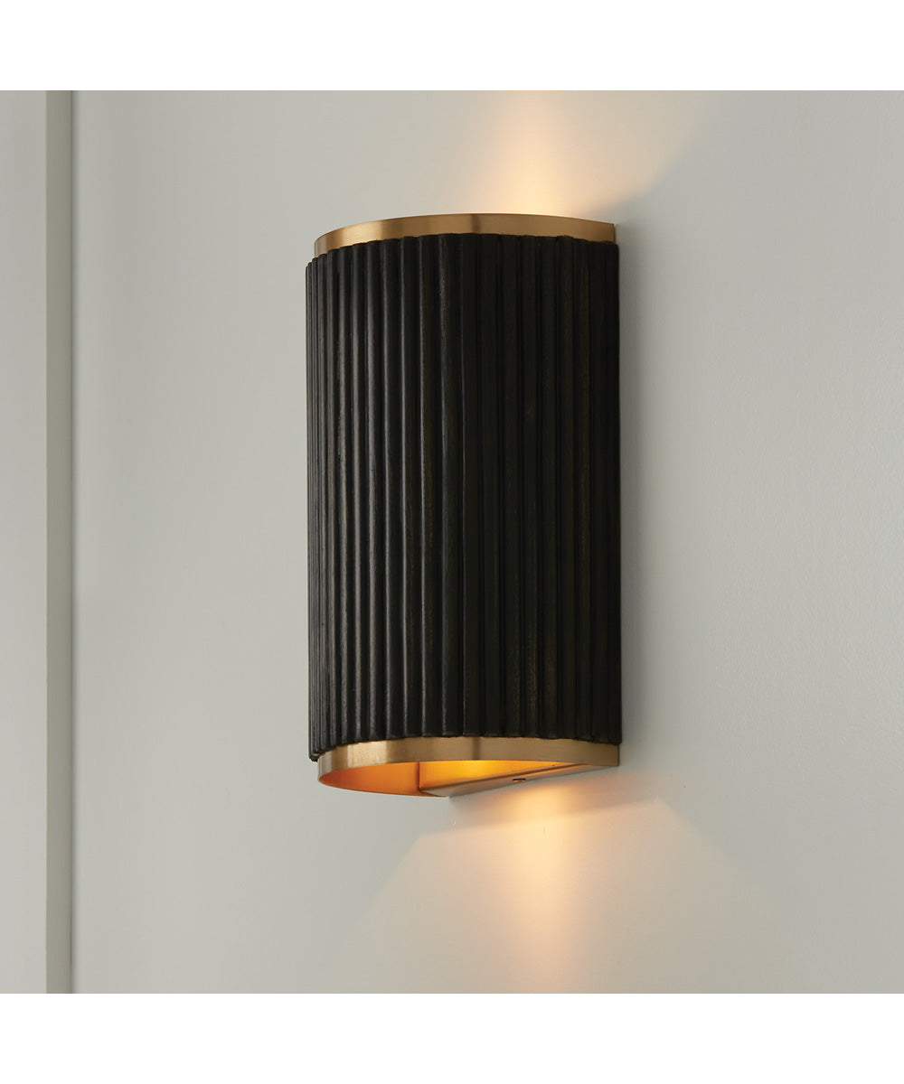 Donovan 2-Light Sconce Black Stain and Matte Brass