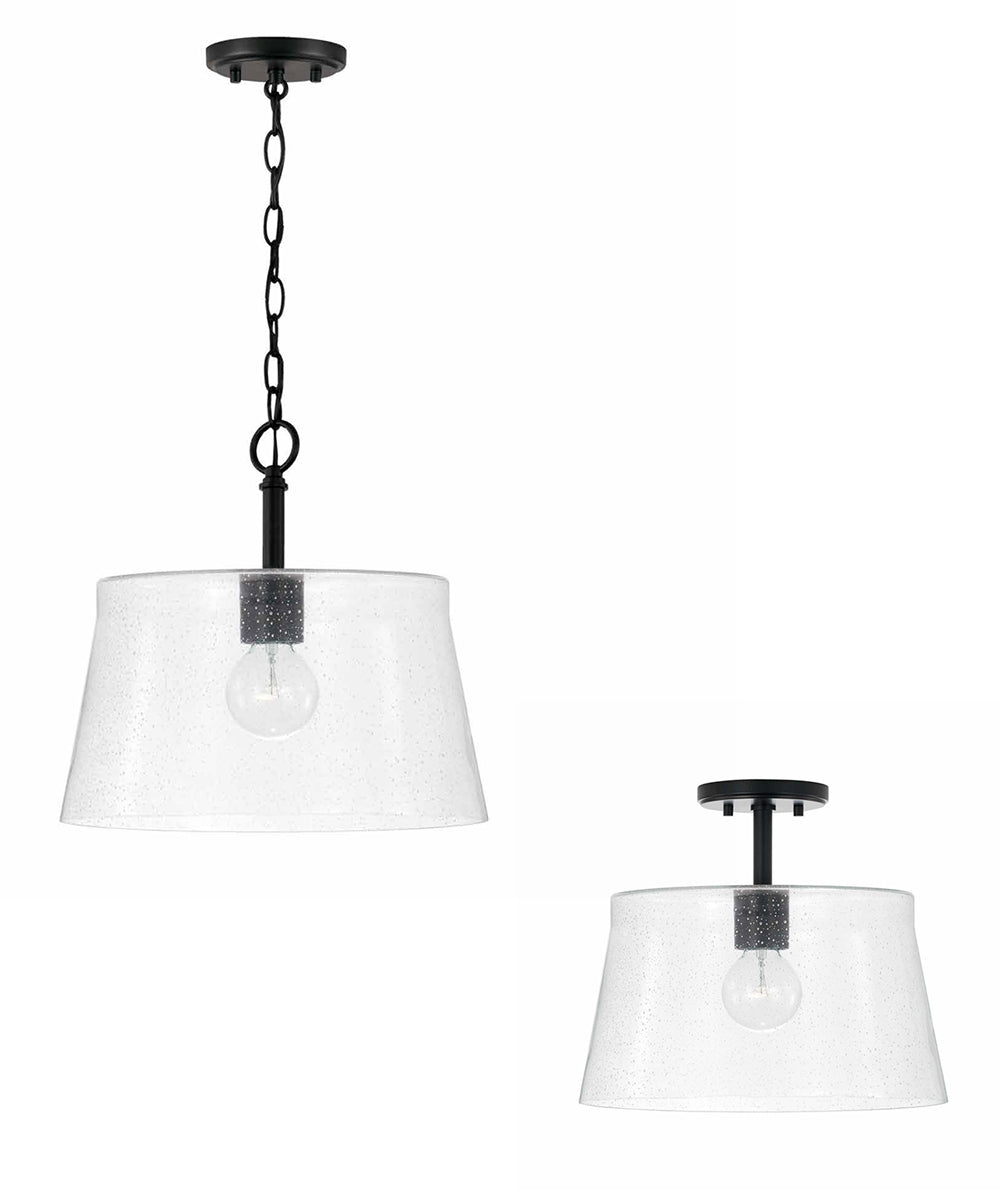 Baker 1-Light Dual-Mount Pendant/Semi-Flush Mount Matte Black