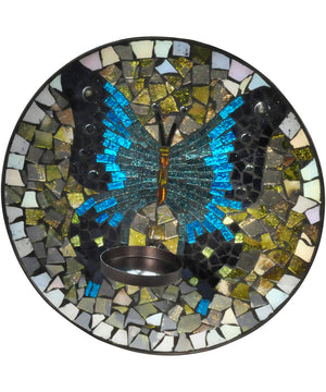12 Inch H Butterfly Mosaic Candle Holder