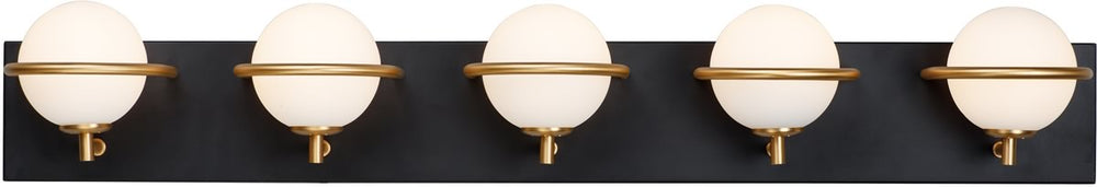 34"W Revolve LED 5-Light Bath Vanity Black / Gold