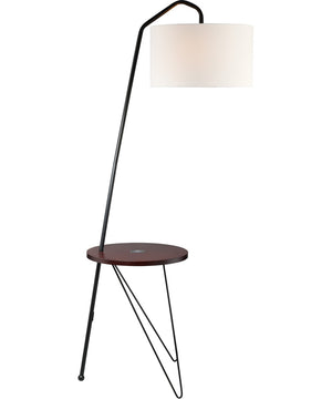 Rutherford 2-Light Floor Lamp W/Wireless Charging Pad Blchrome/ Walnut