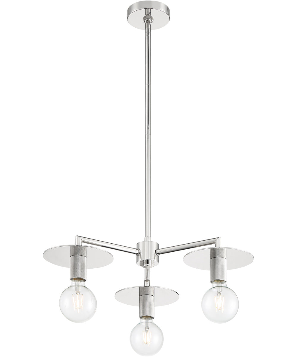 24"W Bizet 3-Light Chandelier Polished Nickel