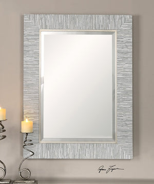 38"H x 28"W Belaya Gray Wood Mirror