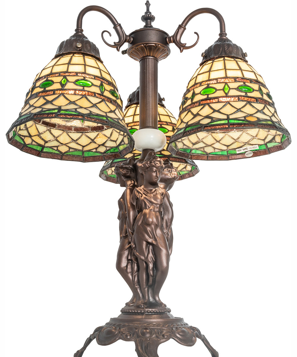23" High Tiffany Roman 3 Light Table Lamp