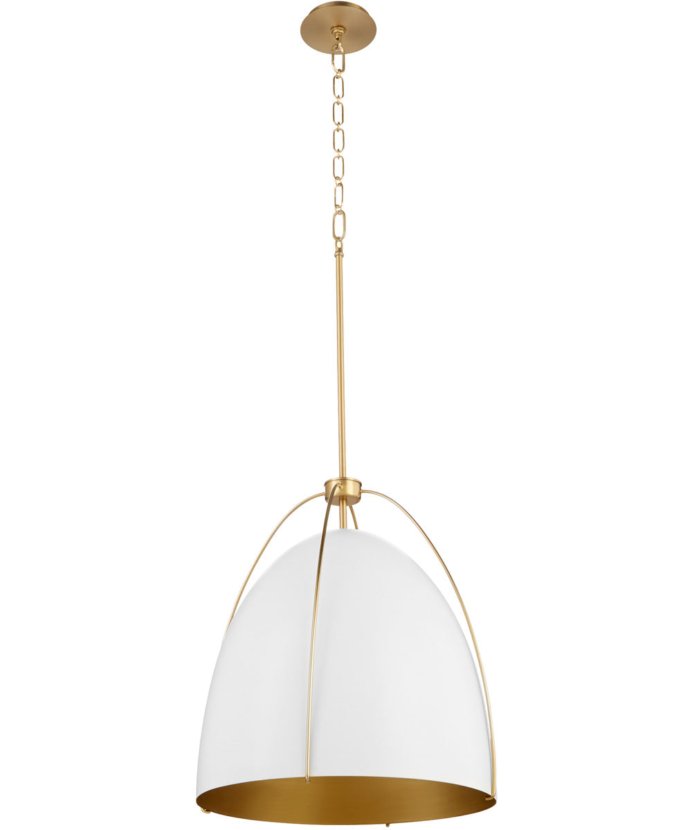 3-light Pendant Studio White w/ Aged Brass