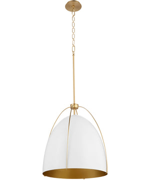 3-light Pendant Studio White w/ Aged Brass