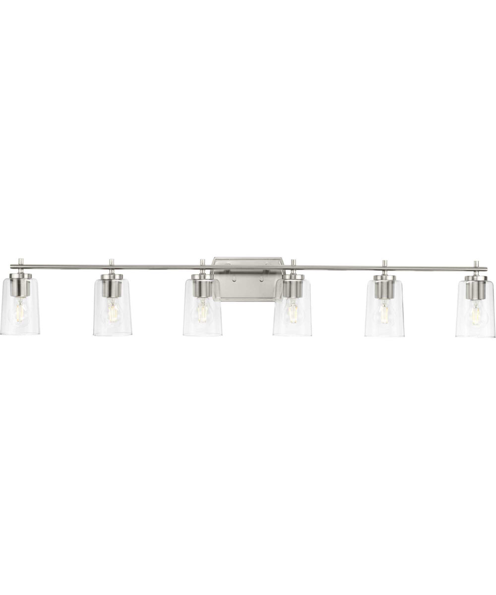 Adley 6-Light New Traditional Clear Glass Bath Vanity Light Brushed Nickel