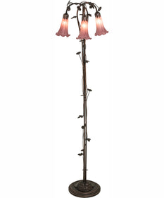 58" High Lavender Tiffany Pond Lily 3 Light Floor Lamp