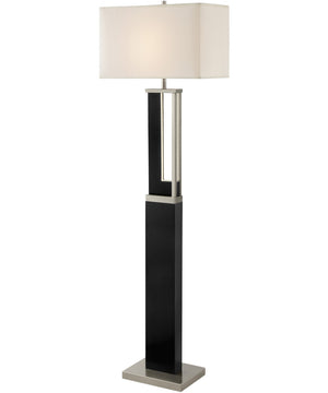 Theoris 2-Light Floor Lamp W/Led Night D.Walnut/White Fabric