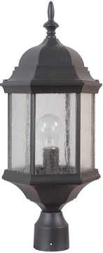 22"H Hex Style Cast 1-Light Outdoor Post Light Matte Black