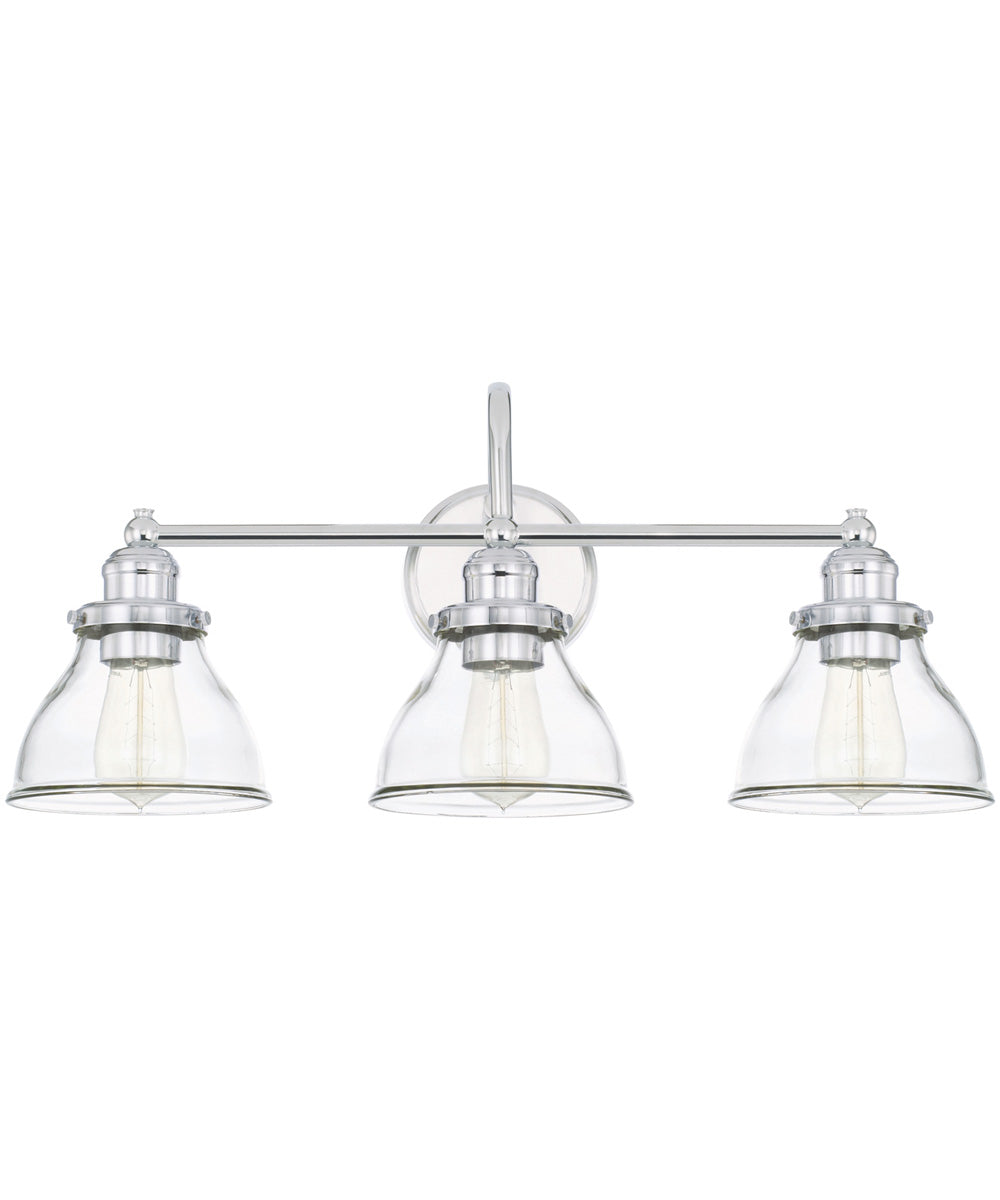 Baxter 3-Light Vanity In Chrome With Clear Glass