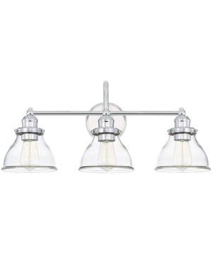 Baxter 3-Light Vanity In Chrome With Clear Glass