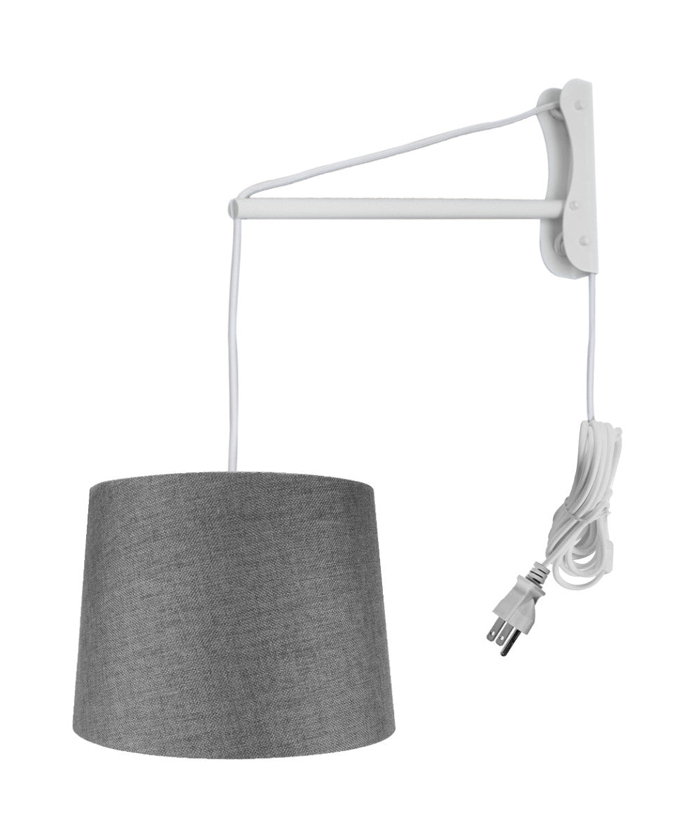 14"W MAST Plug-In Wall Mount Pendant 1 Light White Cord/Arm Granite Gray Shade