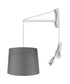 14"W MAST Plug-In Wall Mount Pendant 1 Light White Cord/Arm Granite Gray Shade