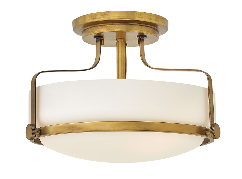 15"W Harper 3-Light Semi Flush Mount in Heritage Brass