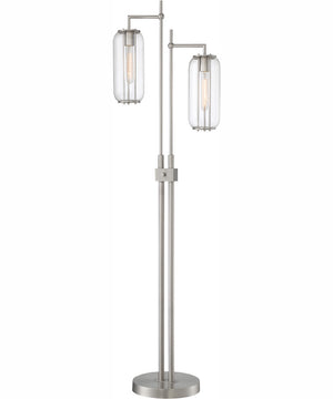 Hagen 2-Light 2-Light Floor Lamp Brushed Nickel/Clear Glass Shade