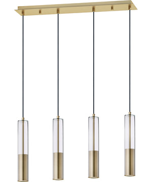 Torch LED 4-Light Linear Pendant Satin Brass