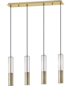 Torch LED 4-Light Linear Pendant Satin Brass