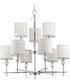 Status 9-Light Off-White Textured Linen Shade Coastal Chandelier Light Polished Chrome
