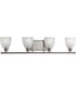Lucky 4-Light White Prismatic Glass Coastal Bath Vanity Light Brushed Nickel