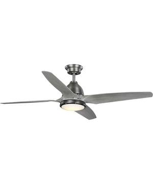 Alleron 4-Blade Grey Weathered Wood 56-Inch DC Motor LED Urban Industrial Ceiling Fan Antique Nickel