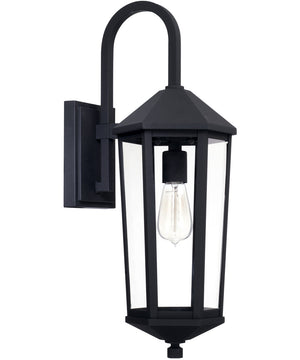 Ellsworth 1-Light Outdoor Wall Mount In Black With Clear Glass