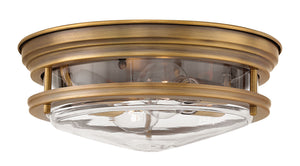 12"W Hadley 2-Light Flush Mount in Brushed Bronze with Clear