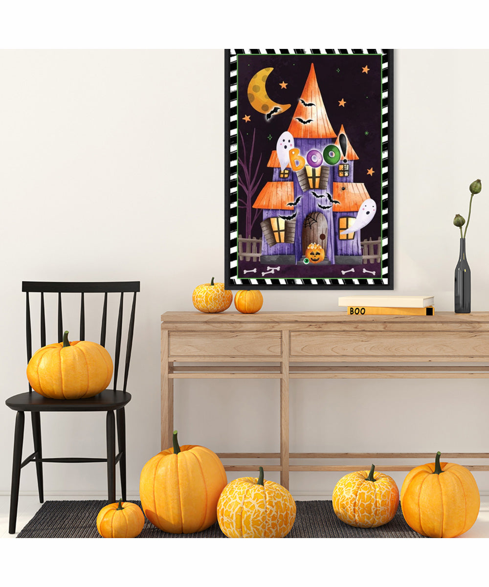 Framed Haunted House by Art Nd Canvas Wall Art Print (23  W x 33  H), Sylvie Black Frame