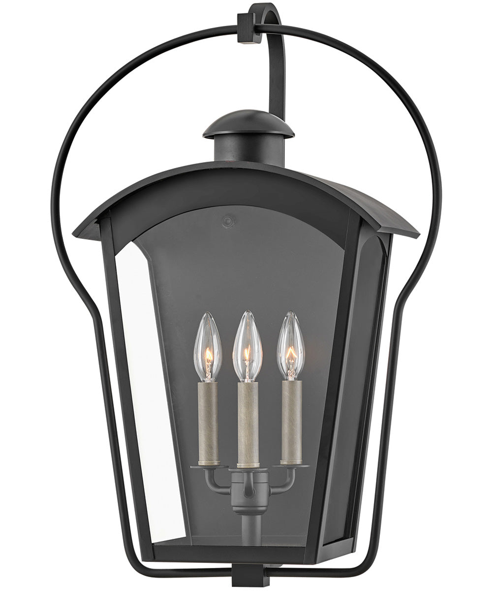 Yale 3-Light Large Outdoor Wall Mount Lantern in Black