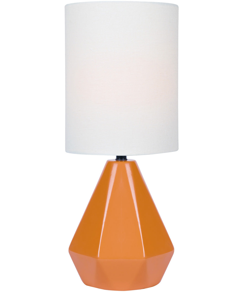 Mason 1-Light Mini Table Lamp Orange Ceramichrome/ White Linen Shade